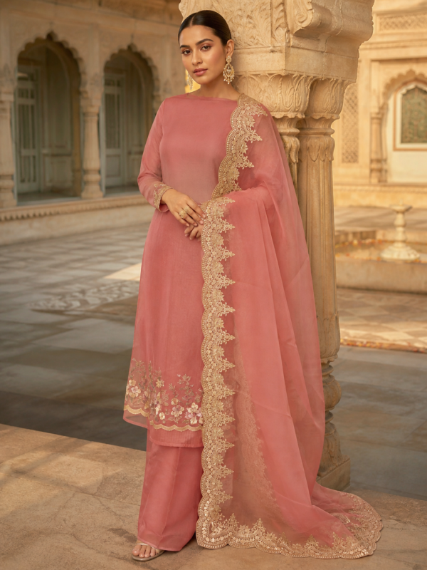Organza suit dubatta set with bottom