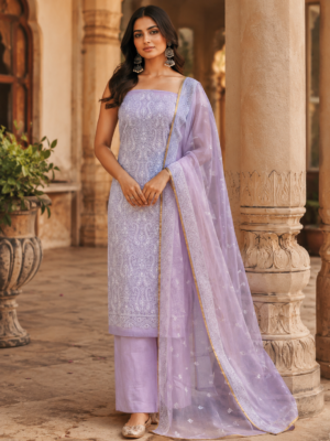 organza suit dupatta set with bottom