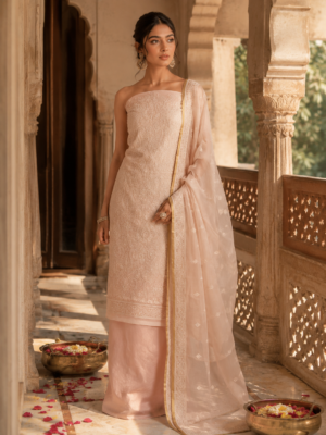organza suit dubatta set with bottom