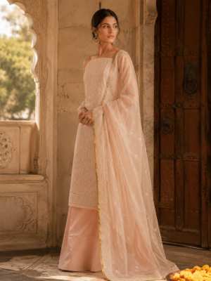 organza suit dubatta set with bottom