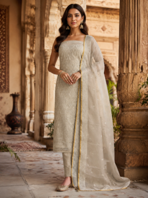 organza suit dubatta set with bottom