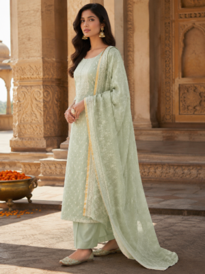 organza suit dubatta set with bottom