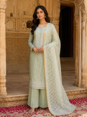organza suit dubatta set with bottom