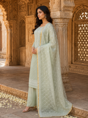 organza suit dubatta set with bottom