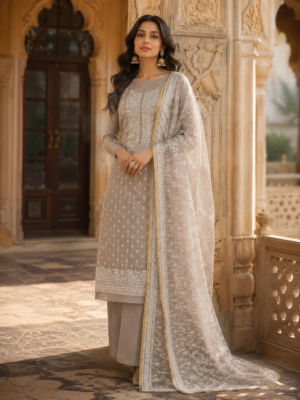 organza suit dubatta set with bottom