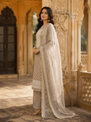 organza suit dubatta set with bottom