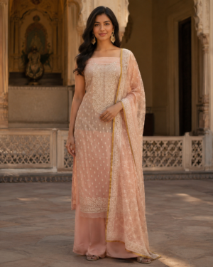 organza suit dubatta set with bottom