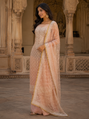 organza suit dubatta set with bottom