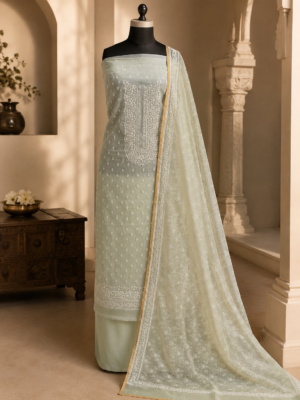 organza suit dubatta set with bottom