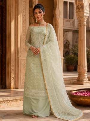 organza suit dubatta set with bottom